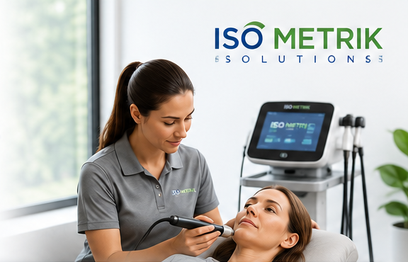 ISO Metrik clinician delivering facial rehabilitation treatment to a patient